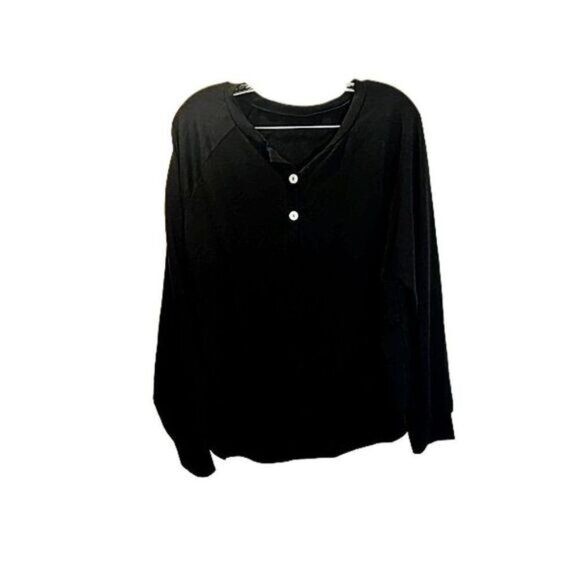 Womens V Neck Henley Shirts Long Sleeve Sweatshirts Causal Pullover Button - Picture 2 of 6